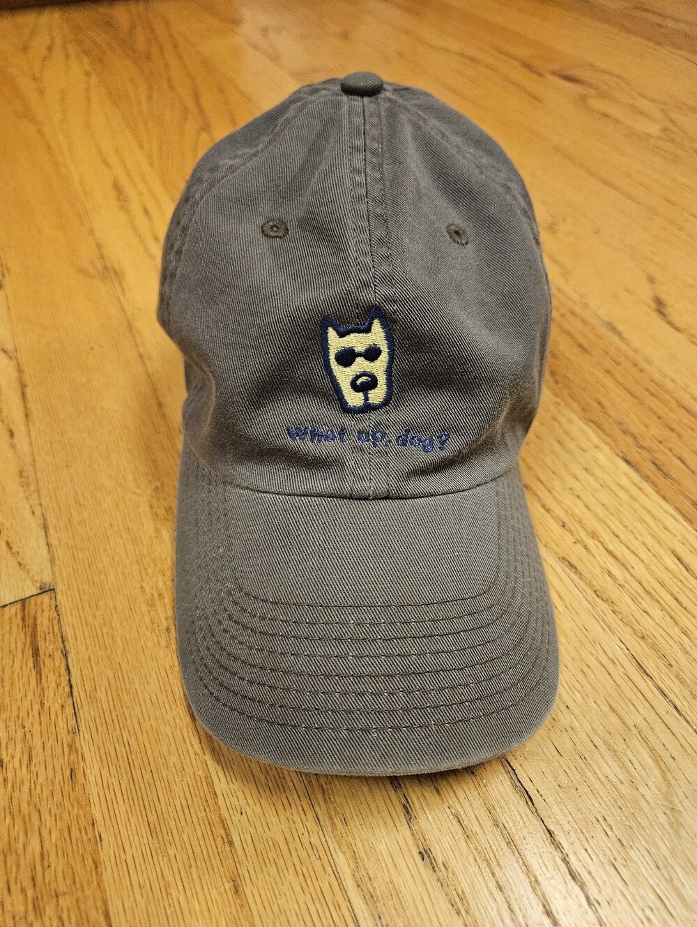 Life is Good Gray/Brown What Up Dog? Adjustable Baseball Cap